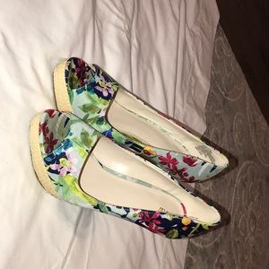 Blue floral Peeptoe heels
